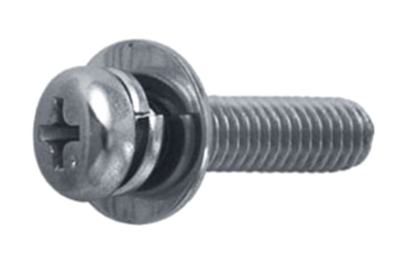 鉄 (+)ナベ頭セムス小ねじ P=3 (バネ座+JIS平座 組込)