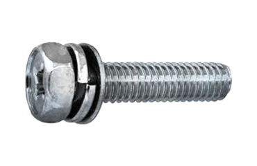 鉄 (+)六角アプセット頭セムス小ねじ P=4 (バネ座+JIS小形平座 組込)